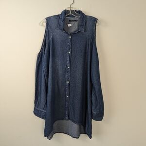 "Max Jeans Chic Women's Denim Tunic Shirt - Size Large"